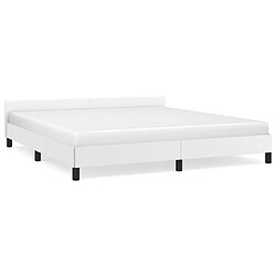 Maison Chic Lit adulte - Cadre Structure de lit avec tête de lit Contemporain Blanc 160x200 cm Similicuir -MN34523