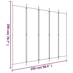 vidaXL Cloison de séparation 5 panneaux Noir 250x200 cm Tissu pas cher