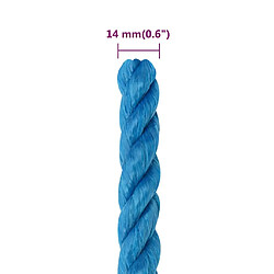 vidaXL Corde de travail Bleu 14 mm 50 m Polypropylène pas cher