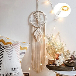 Totalcadeau Attrape-rêve macramé feuille guirlande LED Capteur Dream catcher