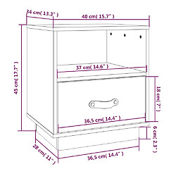 vidaXL Table de chevet Noir 40x34x45 cm Bois de pin massif pas cher