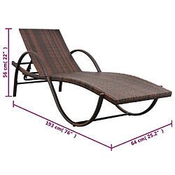 vidaXL Chaise longue avec coussin Résine tressée Marron pas cher