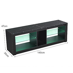 Avis RAVAS Meuble TV LED avec 16 couleurs en verre pour salon et chambre - 140 x 35 x 47cm - Noir