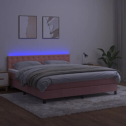 Acheter Maison Chic Lit adulte- Lit + matelas,Sommier à lattes de lit avec matelas et LED Rose 180x200 cm -GKD73798