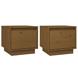 vidaXL Tables de chevet 2pcs Marron miel 35x34x32cm Bois de pin solide