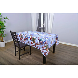 Cpm Nappe en toile cirée rectangulaire NEIGE - 140 x 250 cm - Bleu