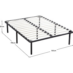 Avis Habitat Et Jardin Cadre à lattes + pieds pour matelas 140 x 190 cm - 26 lattes