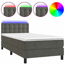 Sommier à lattes LED,Cadre à lattes de lit avec matelas pour Adulte Gris foncé 100x200 cm -MN75704