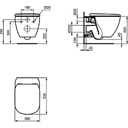 Ideal Standard - Cuvette suspendue AquaBlade® 53,5 x 36,5 cm blanc - Tesi