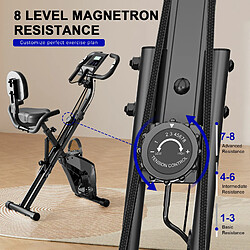 Avis BIGZZIA 3 en 1 Vélo d'appartement Pliable - 8 Niveaux de Résistance Réglables - Volant d'Inertie 2,5KG - Écran LCD - Siège Réglable