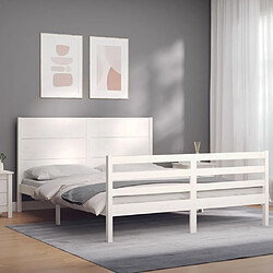 Maison Chic Cadre/structure de lit avec tête de lit pour adulte - Lit Moderne Chambre blanc 160x200 cm bois massif -MN25762