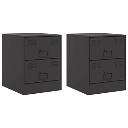 vidaXL Tables de chevet 2 pcs noir 34,5x39x44 cm acier