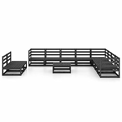 Avis Maison Chic Salon de jardin 11 pcs - Table et chaises d'extérieur - Mobilier/Meubles de jardin Moderne noir bois de pin massif -MN11287