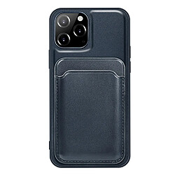 Coque en PU 2 en 1 détachable avec porte-cartes magnétique bleu pour votre Apple iPhone 13 6.1 pouces