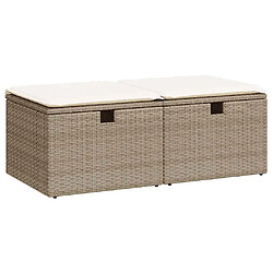 vidaXL Salon de jardin avec coussins 2 pcs beige résine tressée acacia