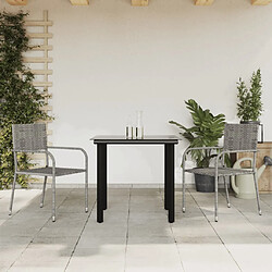 vidaXL Ensemble à manger de jardin 3pcs gris/noir résine tressée/acier