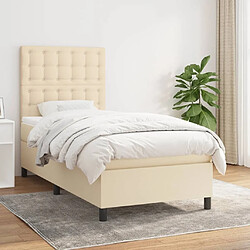 Maison Chic Lit adulte- Lit + matelas,Sommier à lattes de lit et matelas Crème 90x190 cm Tissu -GKD57280