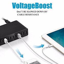 Universal Noir 50W station chargeur multiport USB pour chargement rapide chargeur 10 ports 5V10A station chargeur multiport rapide pour téléphone portable