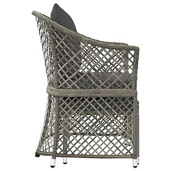 Maison Chic Salon de jardin 2 pcs avec coussins - Table et chaises d'extérieur - Mobilier/Meubles de jardin Moderne Gris Résine tressée -MN39869 pas cher