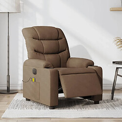 Maison Chic Fauteuil Relax pour salon, Fauteuil inclinable de massage électrique marron tissu -GKD83527