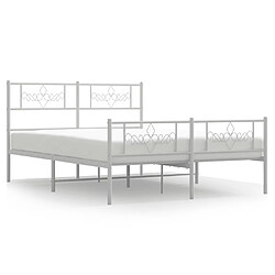 Maison Chic Lit adulte - Lit simple Cadre de lit métal avec tête de lit/pied de lit,Structure du lit Contemporain pour chambre blanc 150x200cm -MN99324