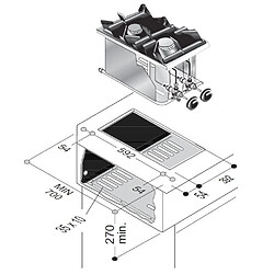 Réchaud à Gaz Drop-In - 2 Feux 3,5 kW et 5,5 kW - Combisteel