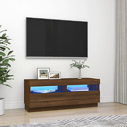 Maison Chic Meubles TV avec lumières LED - Banc TV pour salon chêne marron 100x35x40 cm -MN27438