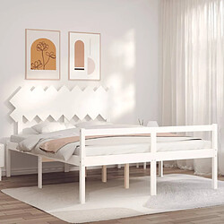 Maison Chic Lit adulte - Cadre Structure de lit avec tête de lit Contemporain blanc 160x200 cm bois massif -MN66157