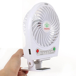 Wewoo Ventilateur blanc 4,3 pouces Portable USB / Li-ion à piles rechargeable avec troisième réglage de la vitesse du vent et Clip