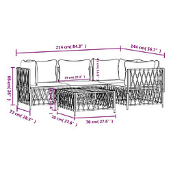 vidaXL Salon de jardin avec coussins 5 pcs anthracite acier pas cher