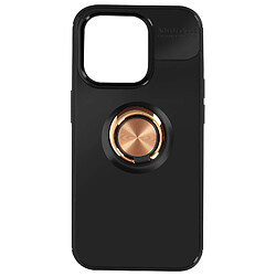 Avizar Coque pour iPhone 15 Pro Anneau Chromé Silicone flexible Noire et Rose gold