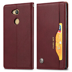 Wewoo Housse Coque Étui en cuir Flip à texture pour la peau horizontale Sony Xperia L2avec cadre photo et supportlogements cartes et porte-monnaie Vin rouge