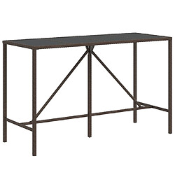 vidaXL Table de bar et dessus en verre marron 180x70x110 cm poly rotin