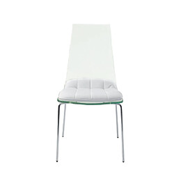 Inside 75 Lot de 2 chaises design LUXOR WHITE pieds chromé coque plexiglass assise microfibre blanc