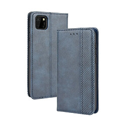 Etui en PU style vintage avec support bleu pour Huawei Y5P/Honor 9S