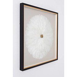 Pegane Tableau vitrine,avec plume et pierre de cristal coloris blanc, or avec cadre noir - Longueur 80 x Profondeur 5 x Hauteur 80 cm pas cher