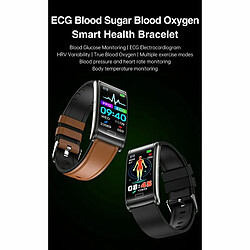 E600 Montre Intelligente Écran Tactile Glycémie Ecg Surveillance De L'Oxygène Sanguin Montre De Sport Étanche Silicone Bleu