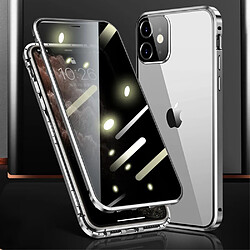 Coque en cadre métallique cadre d'installation magnétique lentille de caméra complète double face argent pour votre Apple iPhone 12 Mini