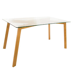 Table à manger en acier et verre - Dim : L 150 x l 80 x H 74 cm -PEGANE-