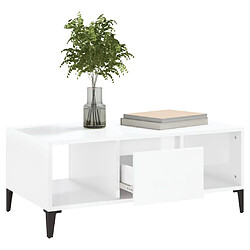 Avis vidaXL Table basse Blanc brillant 90x50x36,5 cm Bois d'ingénierie