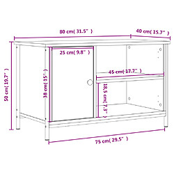 vidaXL Meuble TV Chêne marron 80x40x50 cm Bois d'ingénierie pas cher