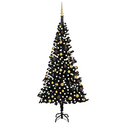 vidaXL Arbre de Noël artificiel pré-éclairé et boules noir 240 cm PVC