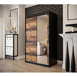 Abiks Meble Armoire Old St T2 à portes coulissantes 200/120/62 2 portes (noir/marron)