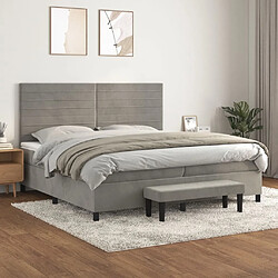 Maison Chic Lit Adulte - Lit simple Lit à sommier tapissier et matelas moelleux - Meuble de Chambre - Gris clair 200x200cm Velours -MN47642