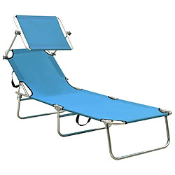 Maison Chic Chaise longue, Transat pliable avec auvent acier turquoise et bleu