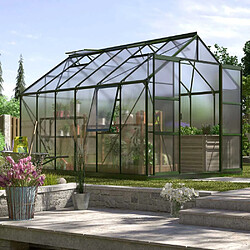 Vitavia Serre de jardin en polycarbonate 4 mm et aluminium vert emeraude avec embase Jupiter Longueur de 383 cm.