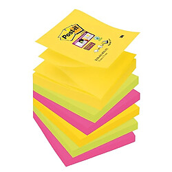 Z-NOTES SUPER STICKY POST-IT 76 x76 mm vitaminées Rio - Bloc de 90 feuilles - Lot de 12