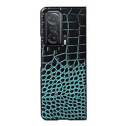 Coque en TPU + cuir véritable texture croco vert pour votre Honor Magic V