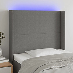 Maison Chic Tête de lit scandinave à LED,meuble de chambre Gris foncé 83x16x118/128 cm Tissu -MN52826