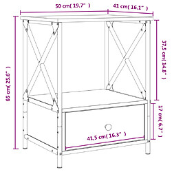 vidaXL Table de chevet chêne marron 50x41x65 cm bois d'ingénierie pas cher